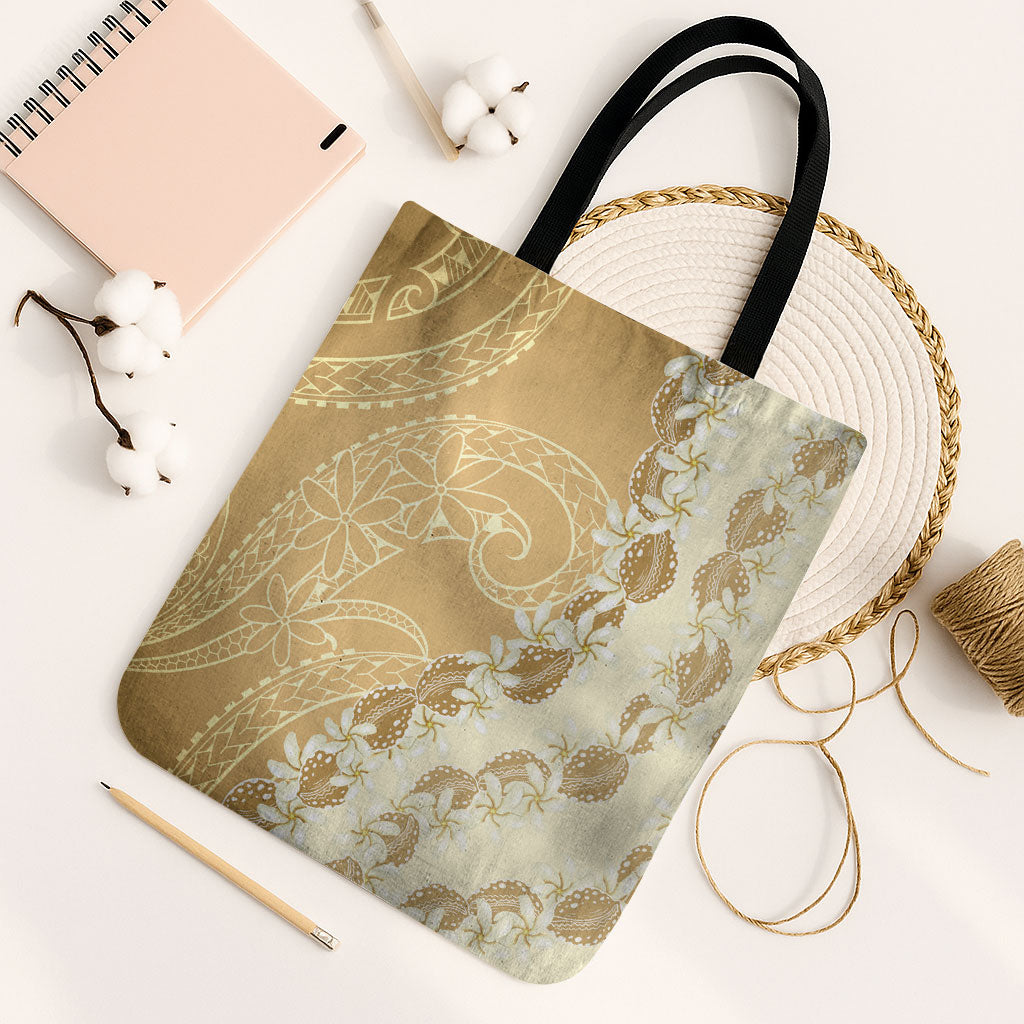 Heiva i Tahiti Tote Bag Tahitian Tiare Maori Cowrie Lei Brown