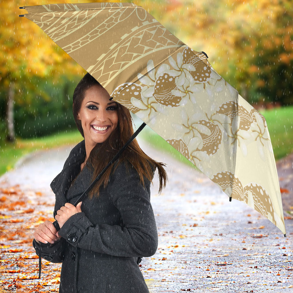 Heiva i Tahiti Umbrella Tahitian Tiare Maori Cowrie Lei Brown LT14 - Polynesian Pride