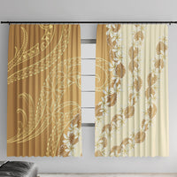 Heiva i Tahiti Window Curtain Tahitian Tiare Maori Cowrie Lei Brown LT14 With Hooks Brown - Polynesian Pride