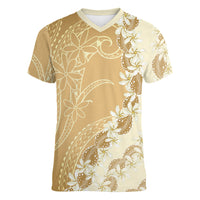 Heiva i Tahiti Women V-Neck T-Shirt Tahitian Tiare Maori Cowrie Lei Brown LT14 Female Brown - Polynesian Pride