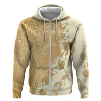 Heiva i Tahiti Zip Hoodie Tahitian Tiare Maori Cowrie Lei Brown LT14 Zip Hoodie Brown - Polynesian Pride