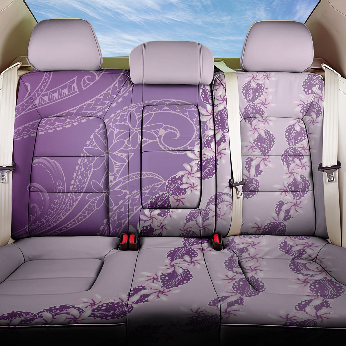 Heiva i Tahiti Back Car Seat Cover Tahitian Tiare Maori Cowrie Lei Purple