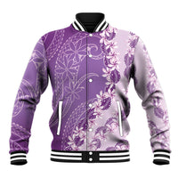Heiva i Tahiti Baseball Jacket Tahitian Tiare Maori Cowrie Lei Purple LT14 Unisex Purple - Polynesian Pride