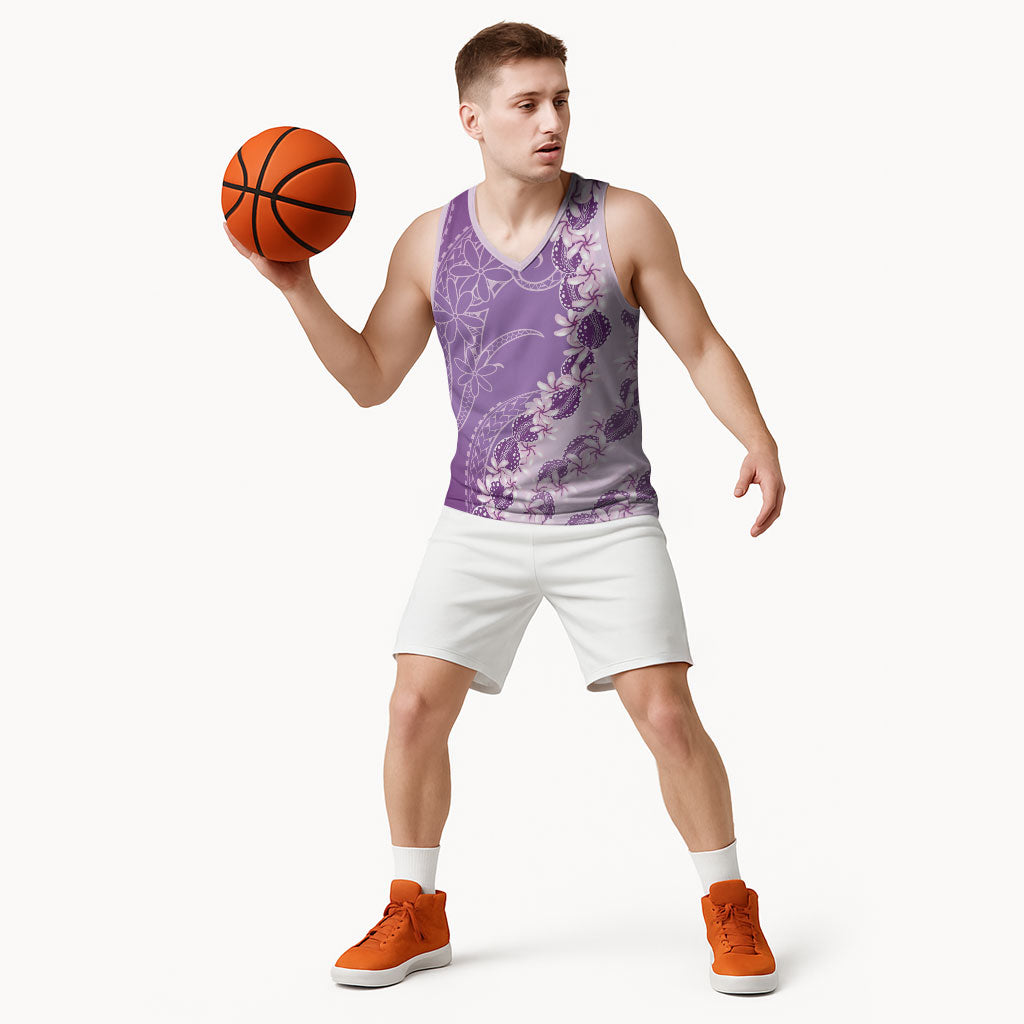 Heiva i Tahiti Basketball Jersey Tahitian Tiare Maori Cowrie Lei Purple LT14 - Polynesian Pride