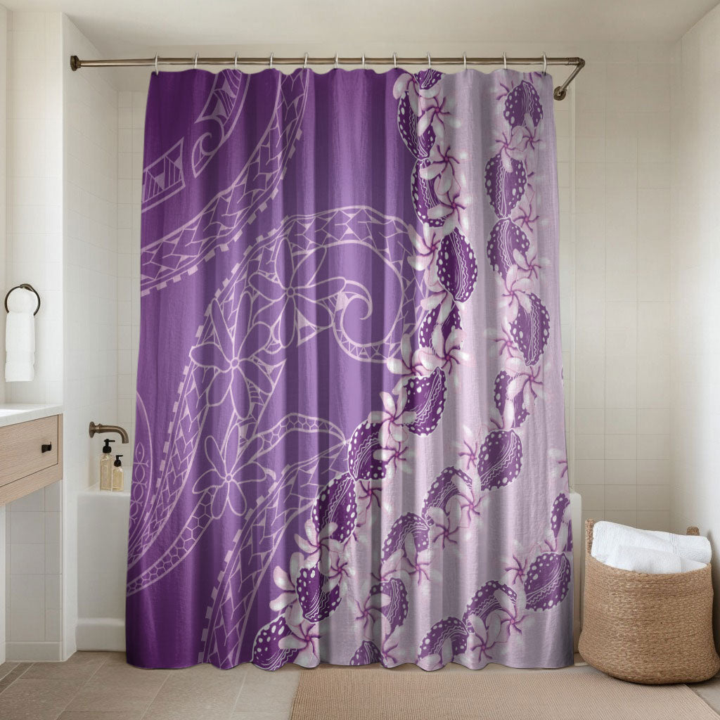Heiva i Tahiti Bathroom Set Tahitian Tiare Maori Cowrie Lei Purple LT14 Shower Curtain Only Purple - Polynesian Pride
