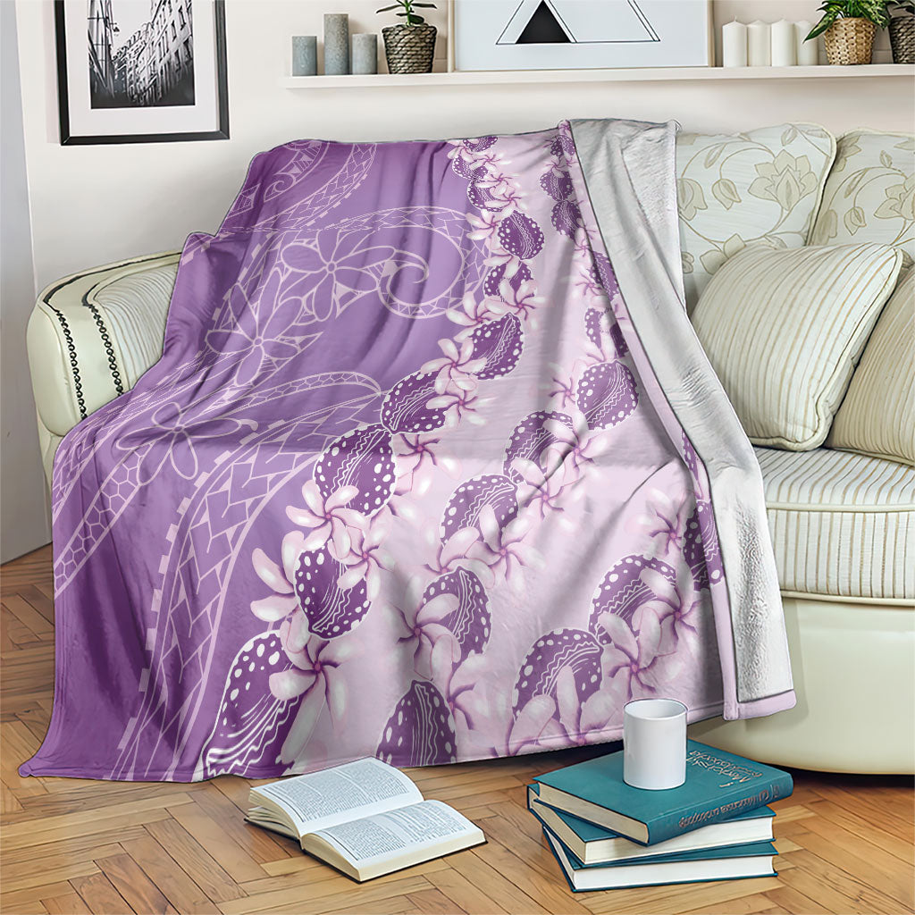 Heiva i Tahiti Blanket Tahitian Tiare Maori Cowrie Lei Purple