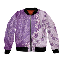 Heiva i Tahiti Bomber Jacket Tahitian Tiare Maori Cowrie Lei Purple LT14 Unisex Purple - Polynesian Pride
