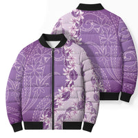 Heiva i Tahiti Bomber Puffer Jacket Tahitian Tiare Maori Cowrie Lei Purple LT14 - Polynesian Pride