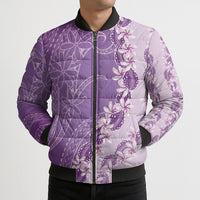 Heiva i Tahiti Bomber Puffer Jacket Tahitian Tiare Maori Cowrie Lei Purple LT14 - Polynesian Pride