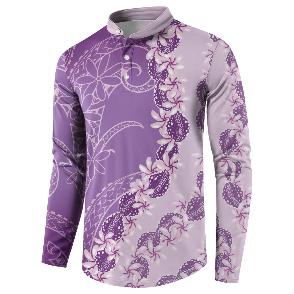 Heiva i Tahiti Button Sweatshirt Tahitian Tiare Maori Cowrie Lei Purple