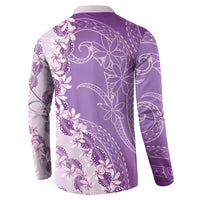 Heiva i Tahiti Button Sweatshirt Tahitian Tiare Maori Cowrie Lei Purple