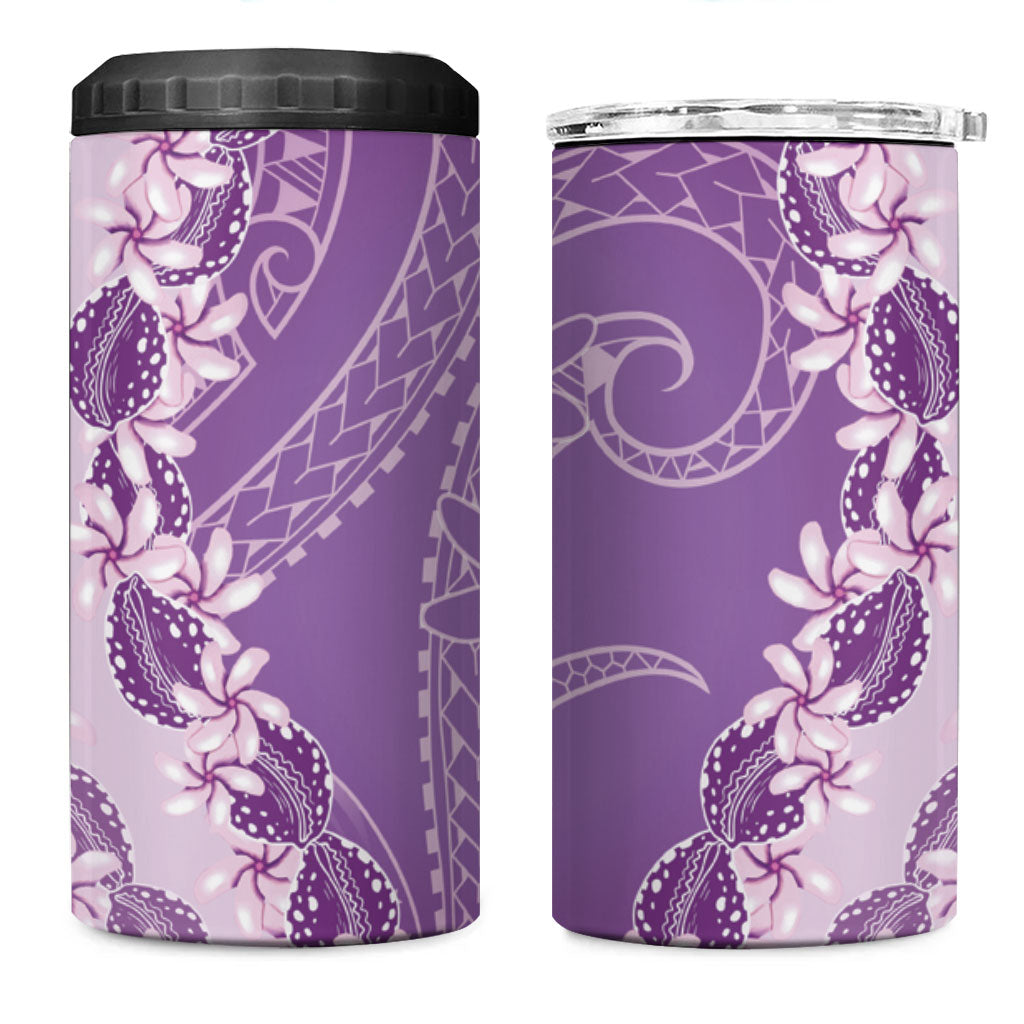 Heiva i Tahiti 4 in 1 Can Cooler Tumbler Tahitian Tiare Maori Cowrie Lei Purple LT14 One Size: 16 oz Purple - Polynesian Pride