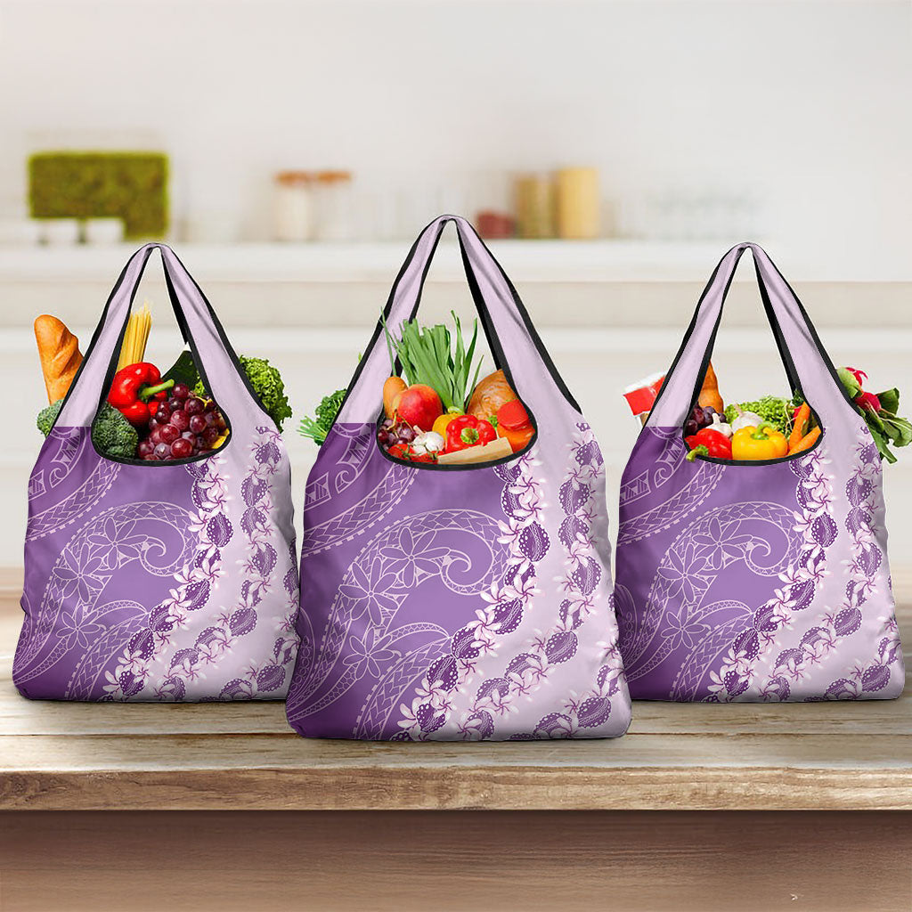 Heiva i Tahiti Grocery Bag Tahitian Tiare Maori Cowrie Lei Purple LT14 3-pack One Size Purple - Polynesian Pride