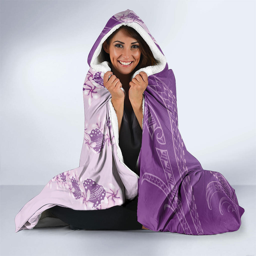 Heiva i Tahiti Hooded Blanket Tahitian Tiare Maori Cowrie Lei Purple LT14 - Polynesian Pride