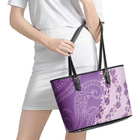 Heiva i Tahiti Leather Tote Bag Tahitian Tiare Maori Cowrie Lei Purple LT14 - Polynesian Pride