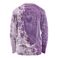 Heiva i Tahiti Long Sleeve Shirt Tahitian Tiare Maori Cowrie Lei Purple LT14 - Polynesian Pride