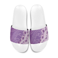 Heiva i Tahiti Slide Sandals Tahitian Tiare Maori Cowrie Lei Purple LT14 Purple - Polynesian Pride