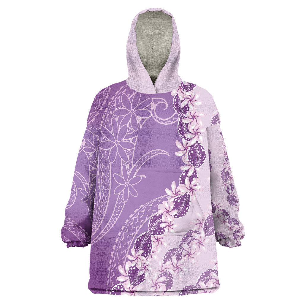 Heiva i Tahiti Wearable Blanket Hoodie Tahitian Tiare Maori Cowrie Lei Purple LT14 One Size Purple - Polynesian Pride