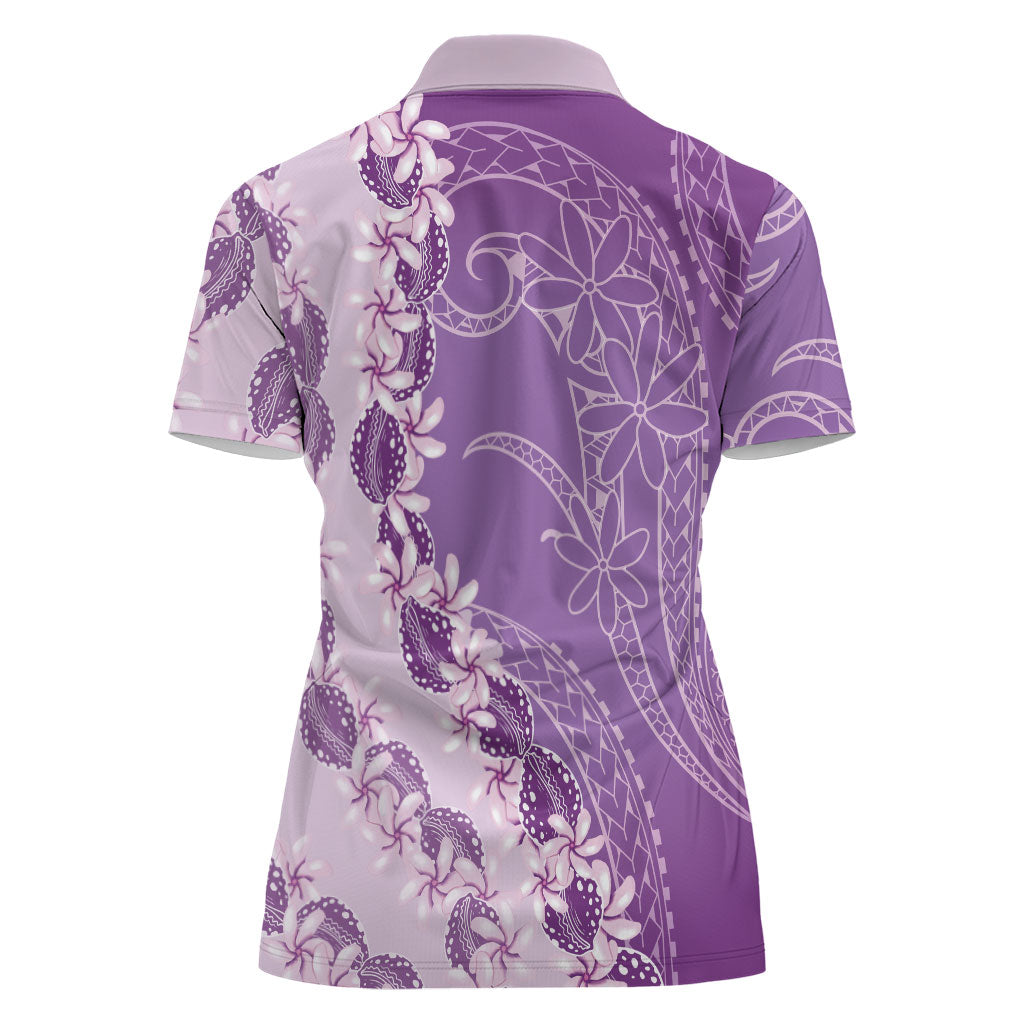 Heiva i Tahiti Women Polo Shirt Tahitian Tiare Maori Cowrie Lei Purple LT14 - Polynesian Pride