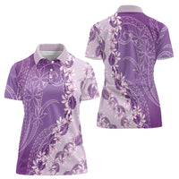 Heiva i Tahiti Women Polo Shirt Tahitian Tiare Maori Cowrie Lei Purple LT14 - Polynesian Pride