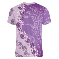 Heiva i Tahiti Women V-Neck T-Shirt Tahitian Tiare Maori Cowrie Lei Purple LT14 - Polynesian Pride