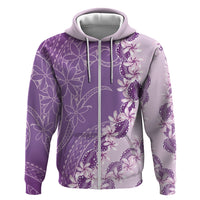 Heiva i Tahiti Zip Hoodie Tahitian Tiare Maori Cowrie Lei Purple LT14 Zip Hoodie Purple - Polynesian Pride