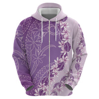 Heiva i Tahiti Zip Hoodie Tahitian Tiare Maori Cowrie Lei Purple LT14 - Polynesian Pride