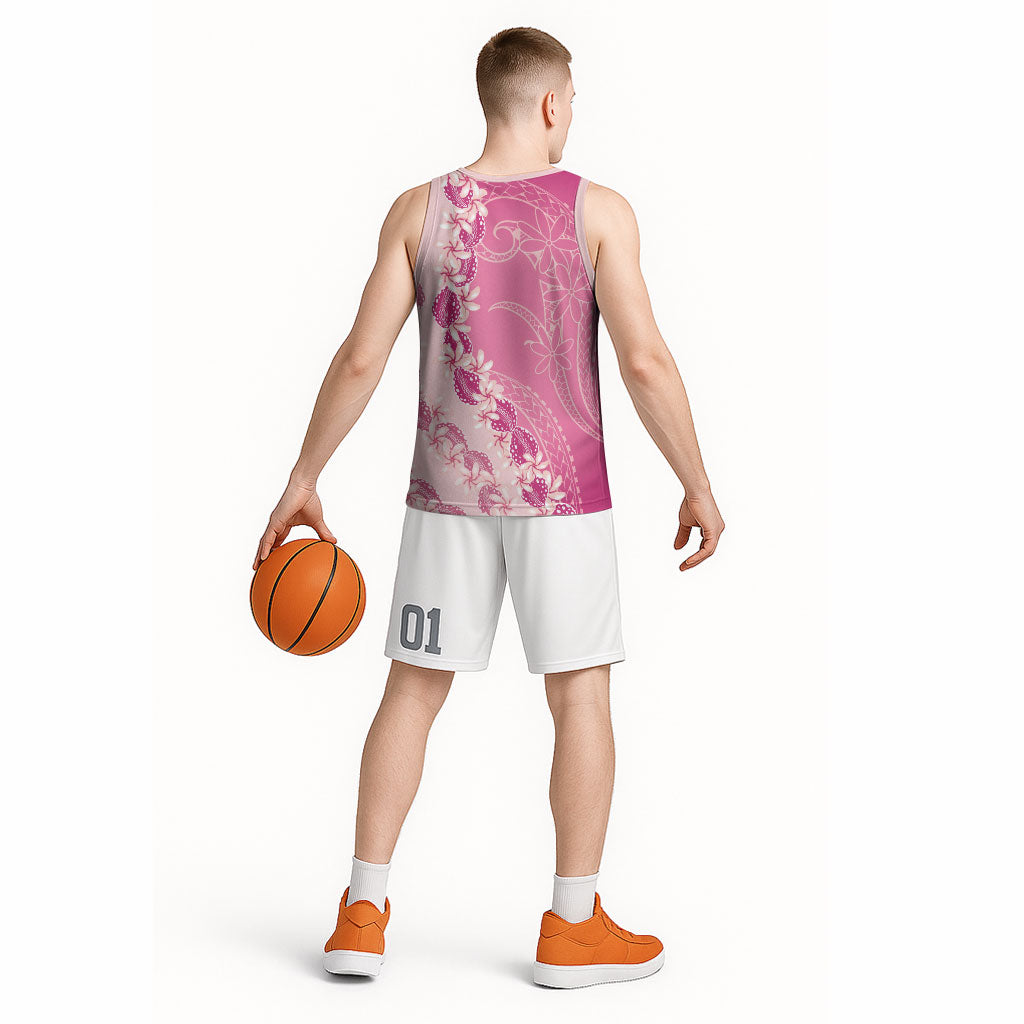 Heiva i Tahiti Basketball Jersey Tahitian Tiare Maori Cowrie Lei Pink LT14 - Polynesian Pride