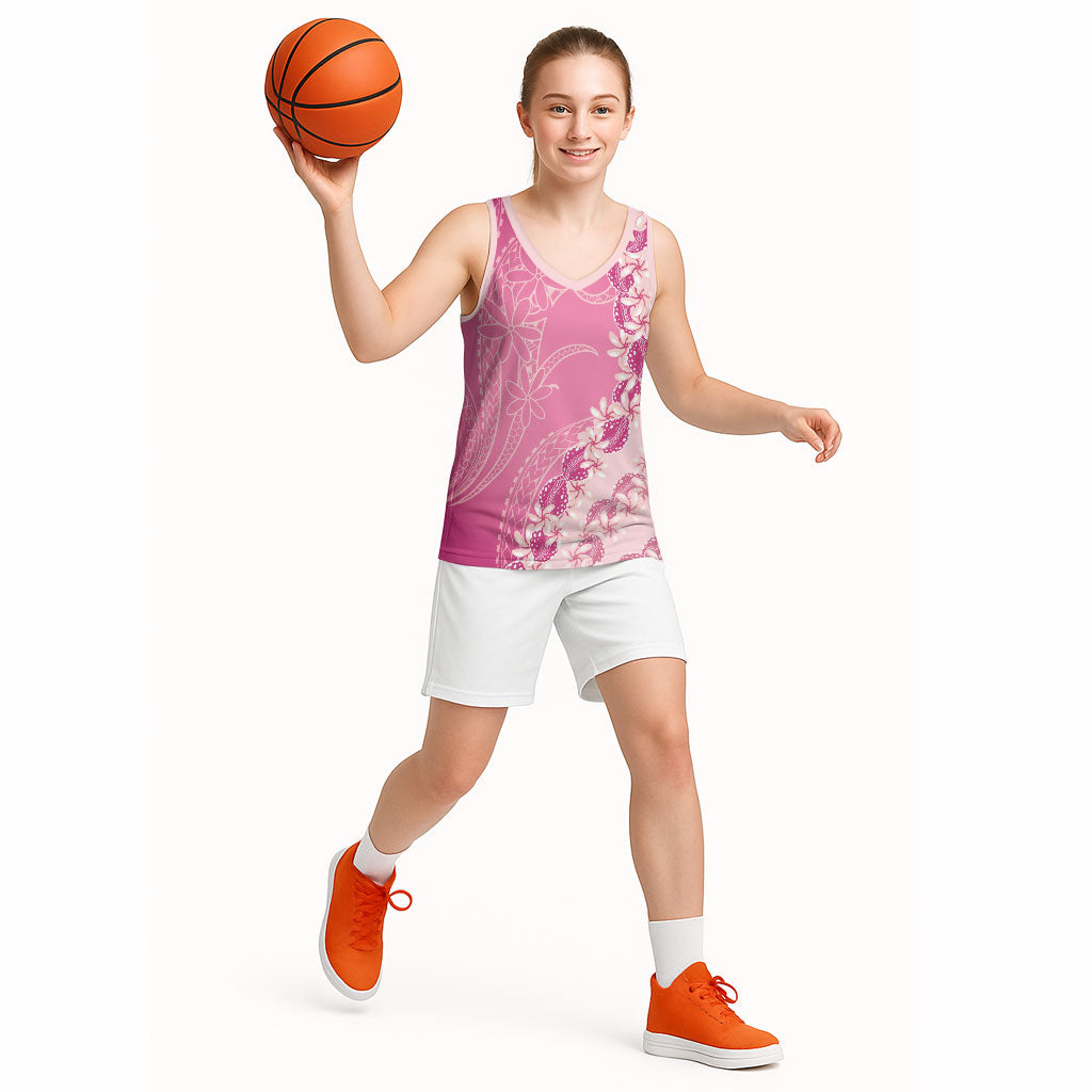 Heiva i Tahiti Basketball Jersey Tahitian Tiare Maori Cowrie Lei Pink LT14 - Polynesian Pride