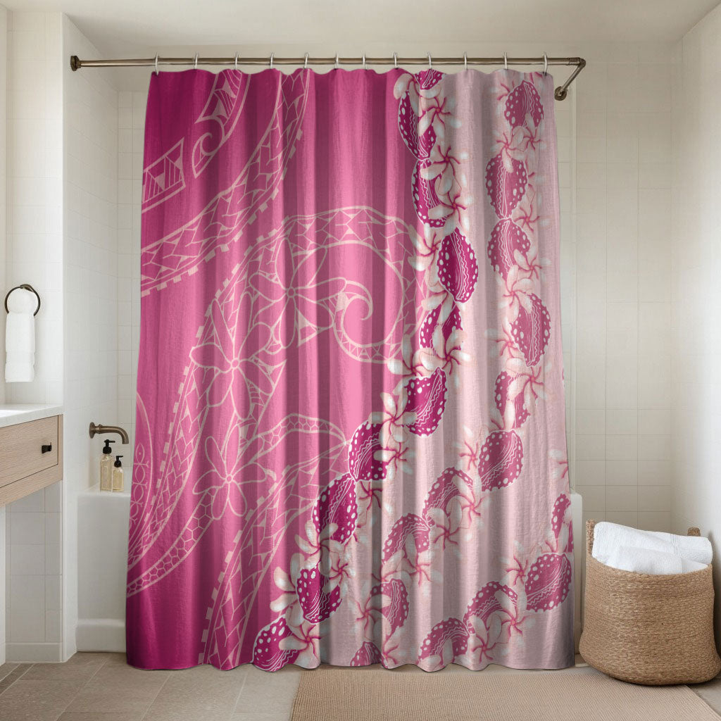 Heiva i Tahiti Bathroom Set Tahitian Tiare Maori Cowrie Lei Pink LT14 Shower Curtain Only Pink - Polynesian Pride