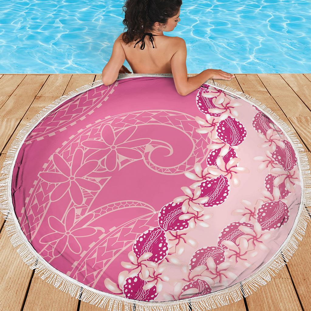 Heiva i Tahiti Beach Blanket Tahitian Tiare Maori Cowrie Lei Pink LT14 - Polynesian Pride