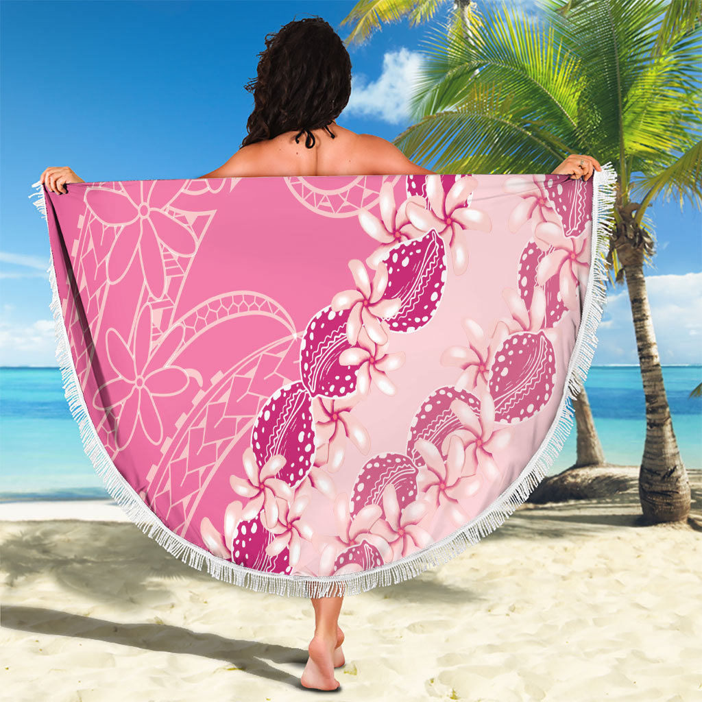 Heiva i Tahiti Beach Blanket Tahitian Tiare Maori Cowrie Lei Pink LT14 - Polynesian Pride