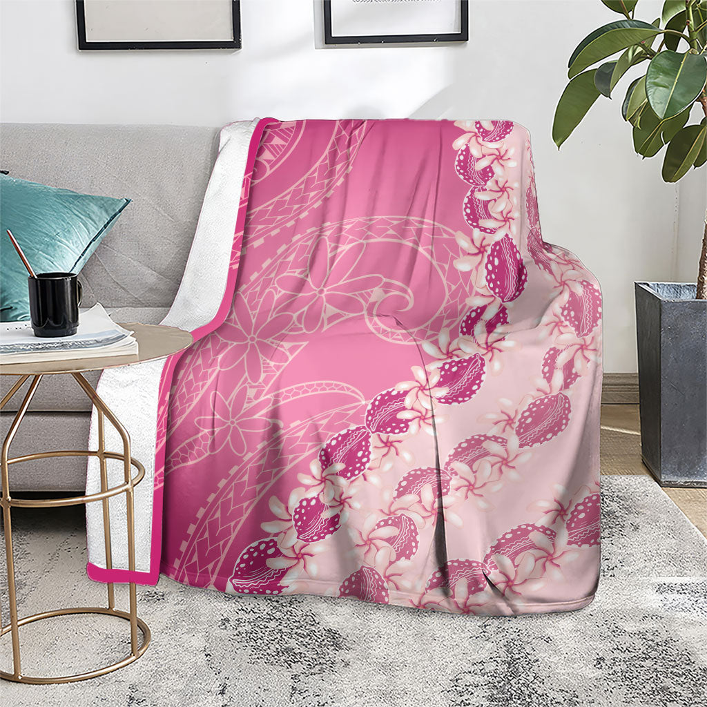 Heiva i Tahiti Blanket Tahitian Tiare Maori Cowrie Lei Pink