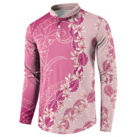 Heiva i Tahiti Button Sweatshirt Tahitian Tiare Maori Cowrie Lei Pink
