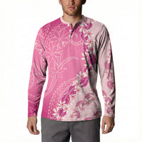 Heiva i Tahiti Button Sweatshirt Tahitian Tiare Maori Cowrie Lei Pink