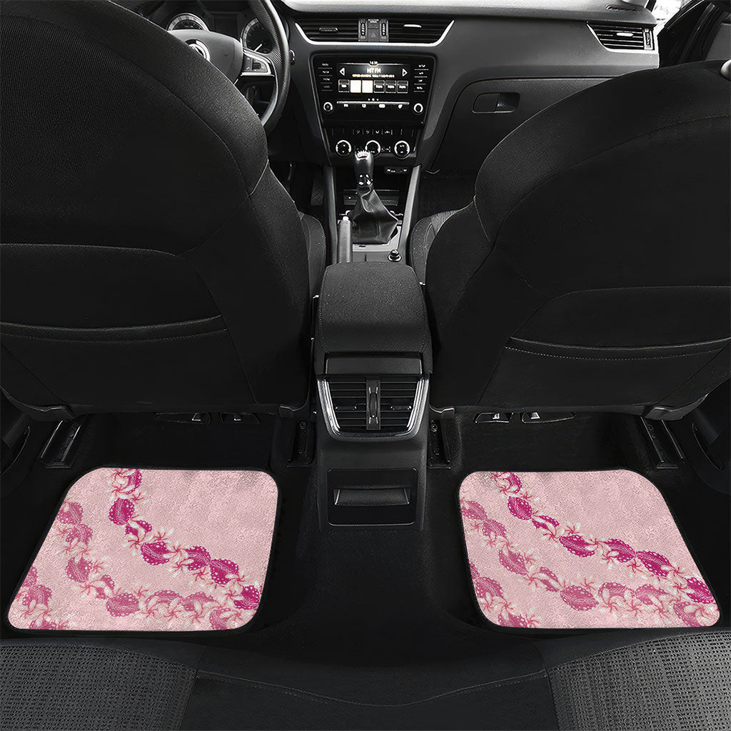 Heiva i Tahiti Car Mats Tahitian Tiare Maori Cowrie Lei Pink LT14 Set 2pcs - Back Pink - Polynesian Pride