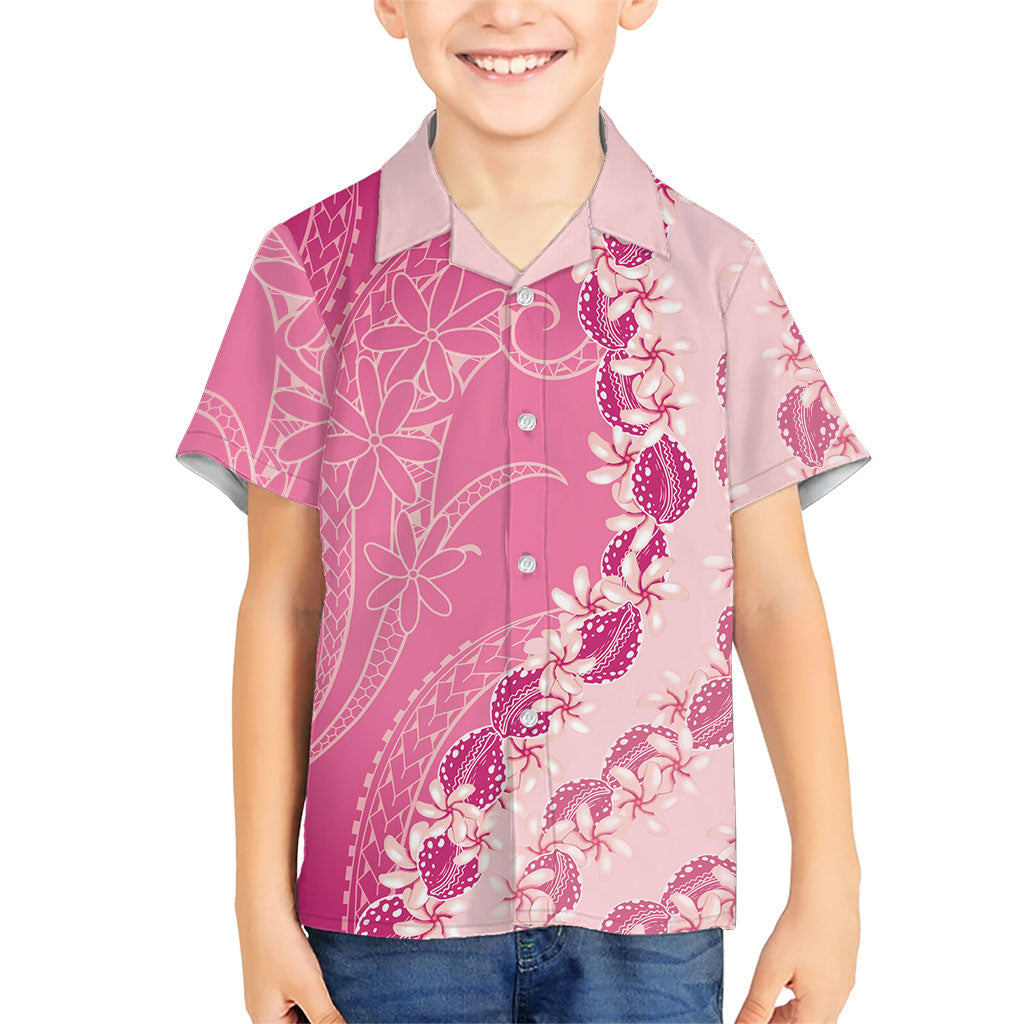 Heiva i Tahiti Family Matching Mermaid Dress and Hawaiian Shirt Tahitian Tiare Maori Cowrie Lei Pink LT14 Son's Shirt Pink - Polynesian Pride