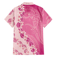 Heiva i Tahiti Family Matching Tank Maxi Dress and Hawaiian Shirt Tahitian Tiare Maori Cowrie Lei Pink LT14 - Polynesian Pride