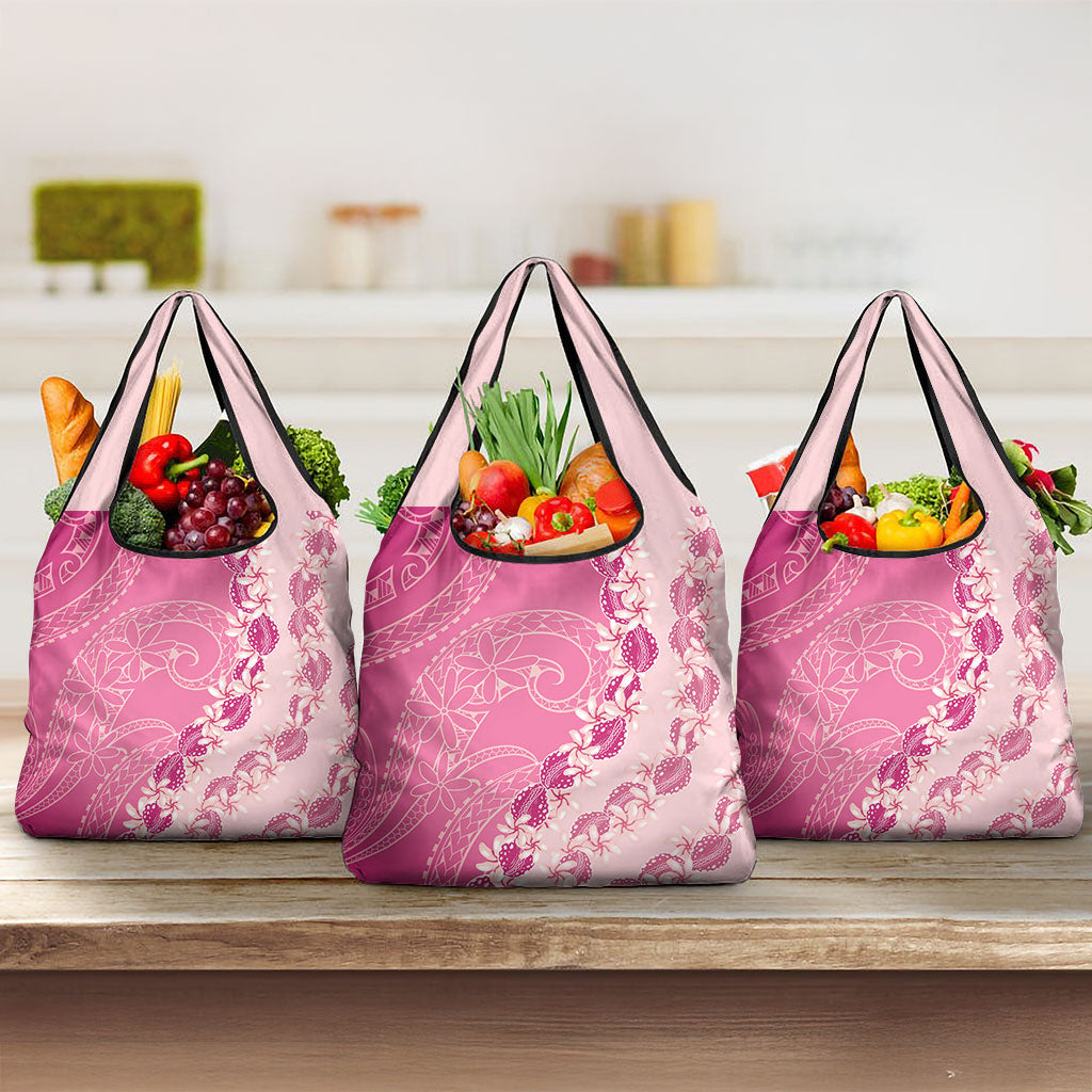 Heiva i Tahiti Grocery Bag Tahitian Tiare Maori Cowrie Lei Pink LT14 3-pack One Size Pink - Polynesian Pride