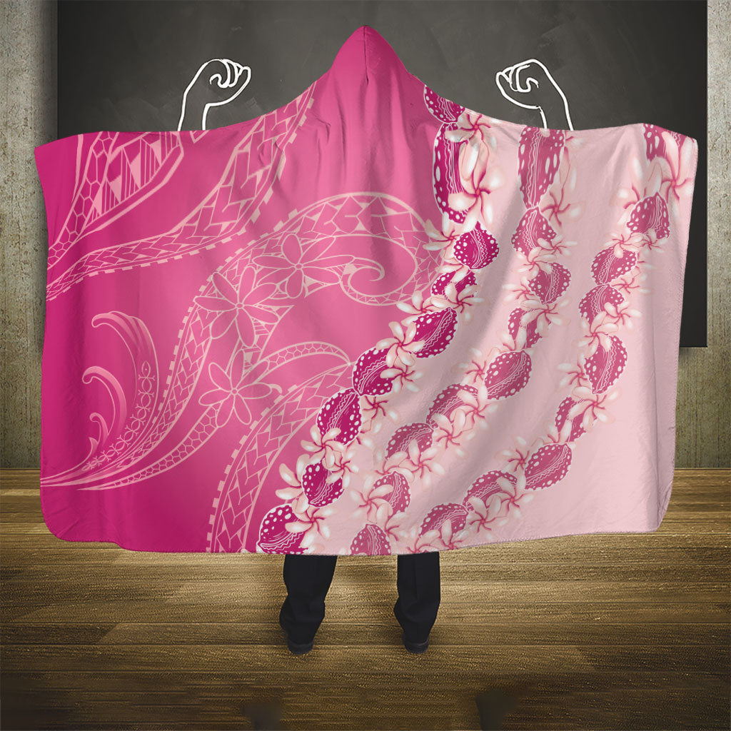 Heiva i Tahiti Hooded Blanket Tahitian Tiare Maori Cowrie Lei Pink LT14 - Polynesian Pride