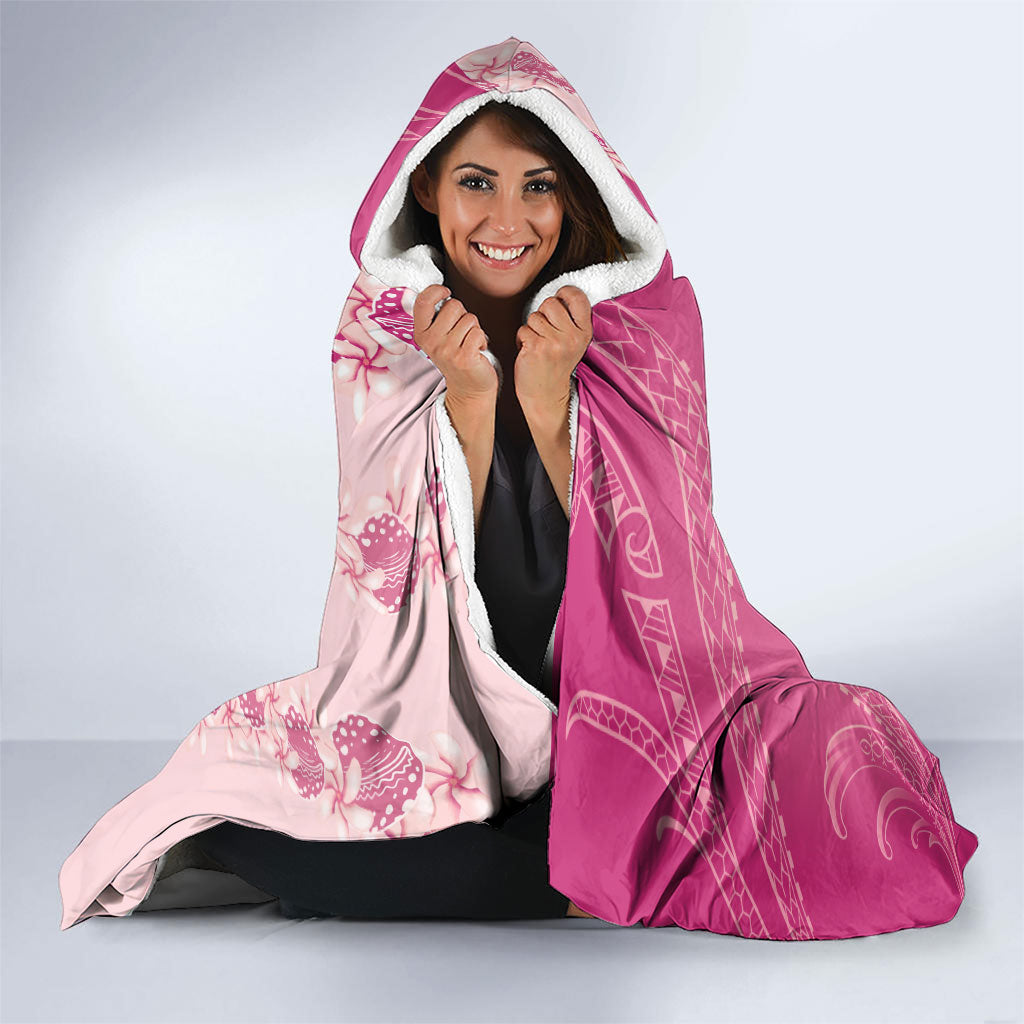 Heiva i Tahiti Hooded Blanket Tahitian Tiare Maori Cowrie Lei Pink LT14 - Polynesian Pride