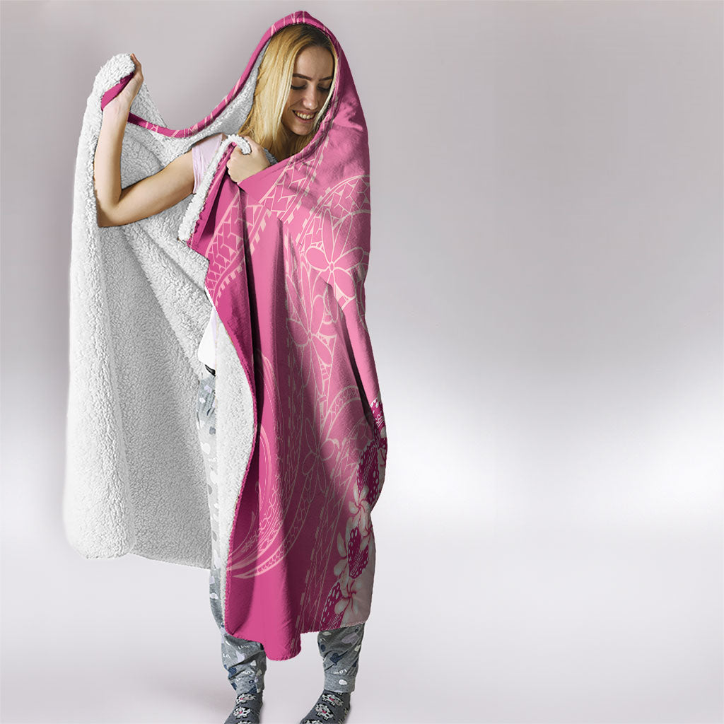 Heiva i Tahiti Hooded Blanket Tahitian Tiare Maori Cowrie Lei Pink LT14 - Polynesian Pride