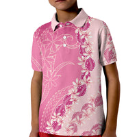 Heiva i Tahiti Kid Polo Shirt Tahitian Tiare Maori Cowrie Lei Pink LT14 Kid Pink - Polynesian Pride