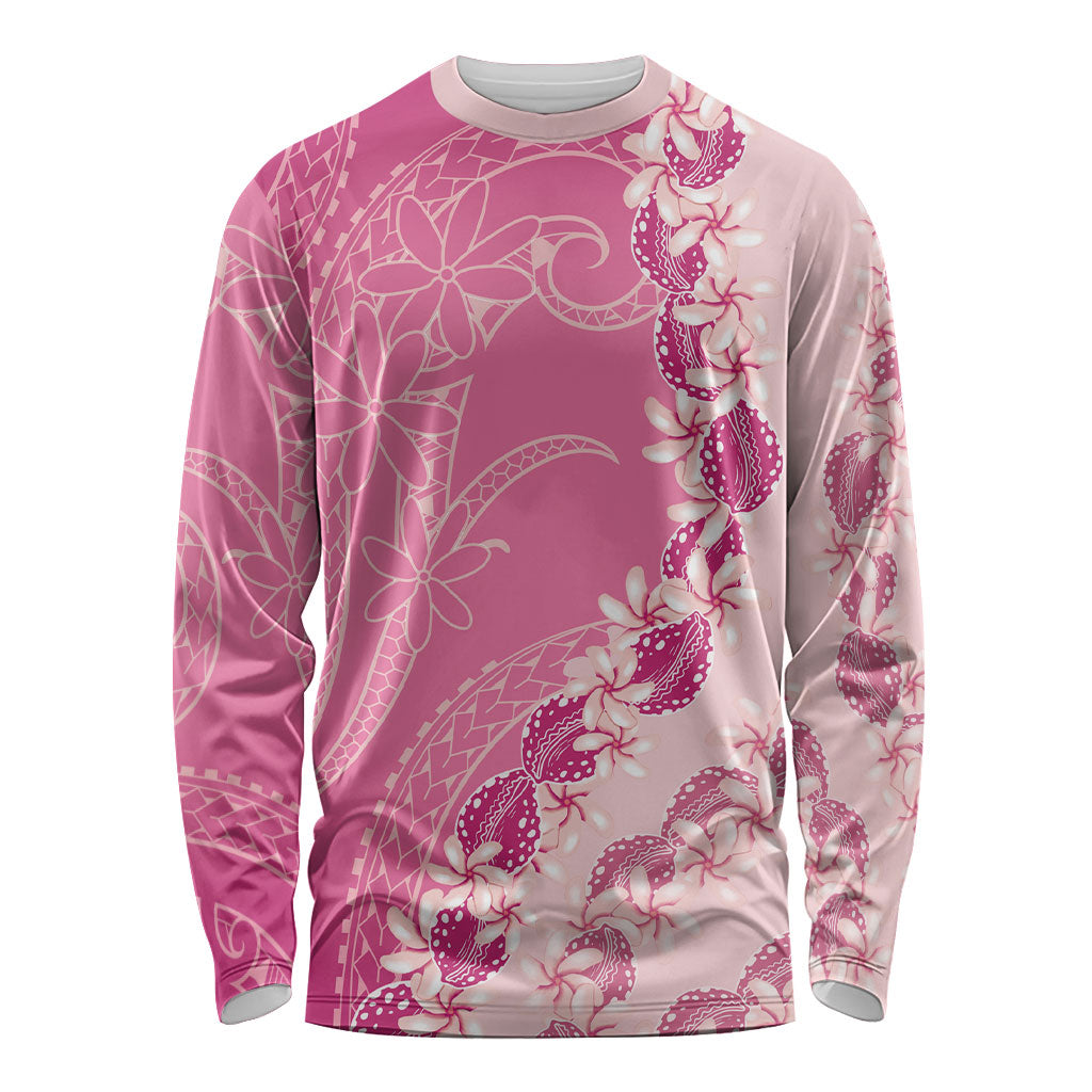 Heiva i Tahiti Long Sleeve Shirt Tahitian Tiare Maori Cowrie Lei Pink LT14 Unisex Pink - Polynesian Pride