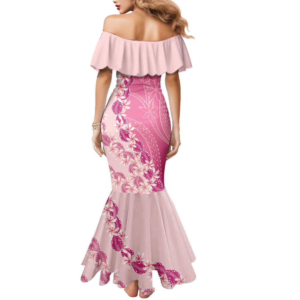 Heiva i Tahiti Mermaid Dress Tahitian Tiare Maori Cowrie Lei Pink LT14 - Polynesian Pride