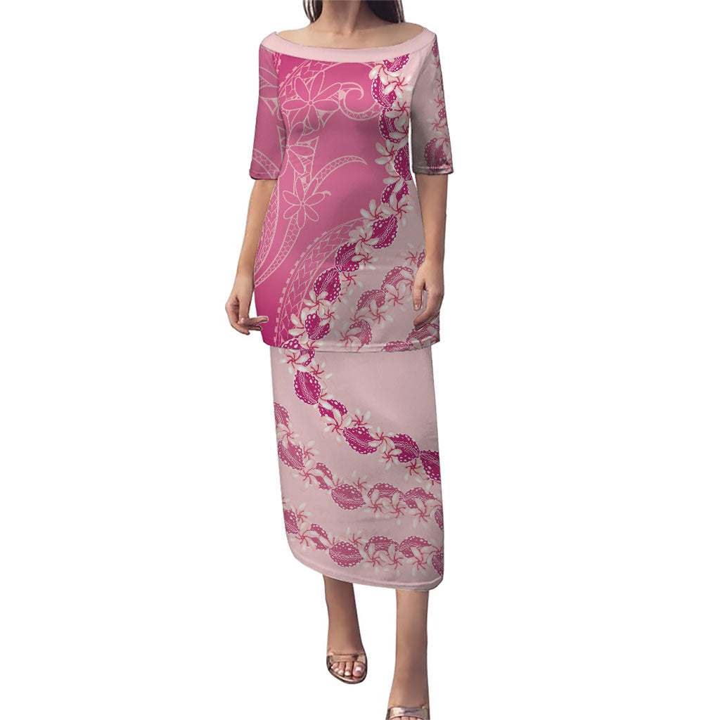 Heiva i Tahiti Puletasi Tahitian Tiare Maori Cowrie Lei Pink LT14 Long Dress Pink - Polynesian Pride