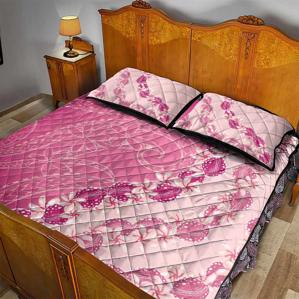 Heiva i Tahiti Quilt Bed Set Tahitian Tiare Maori Cowrie Lei Pink LT14 - Polynesian Pride