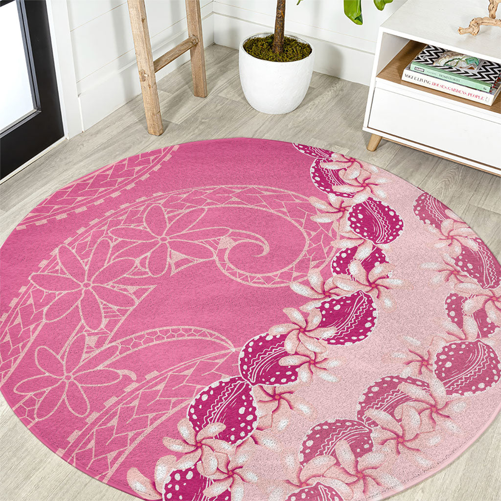 Heiva i Tahiti Round Carpet Tahitian Tiare Maori Cowrie Lei Pink LT14 Pink - Polynesian Pride