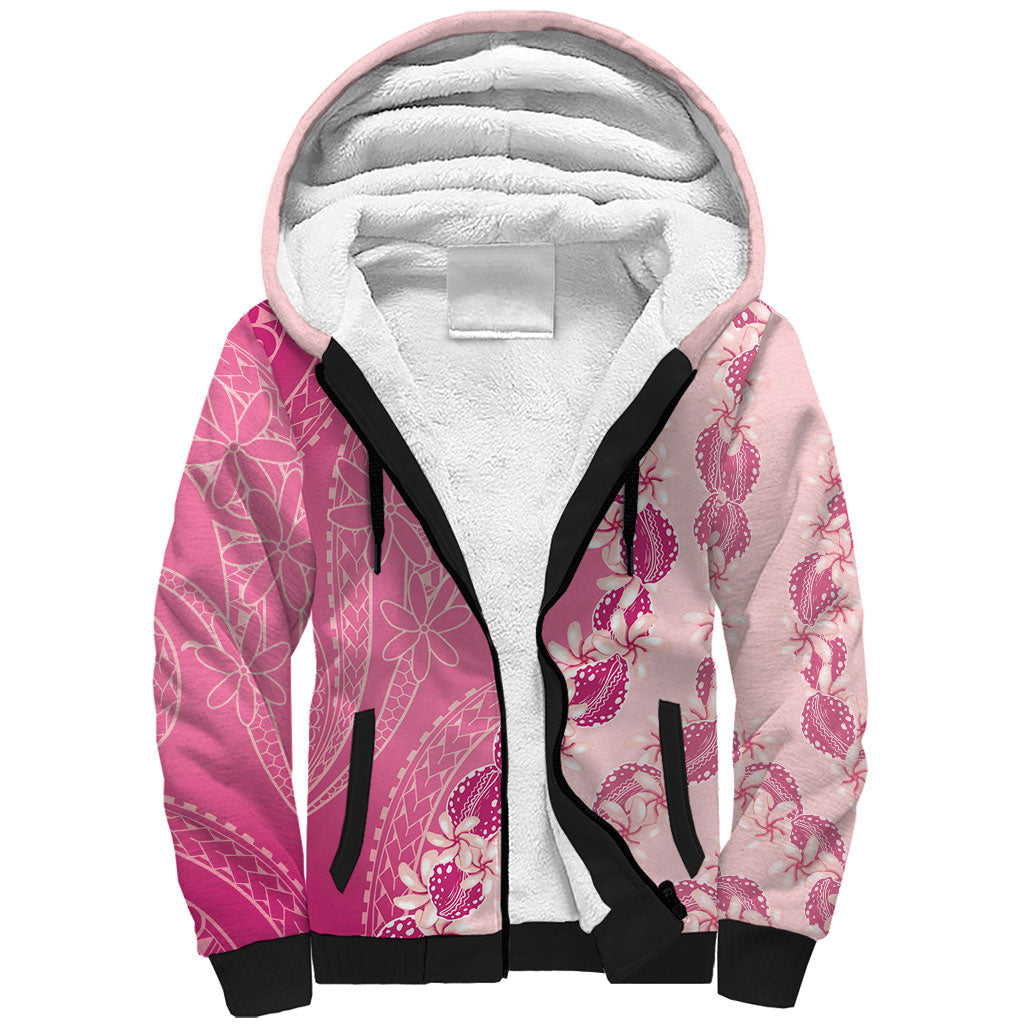 Heiva i Tahiti Sherpa Hoodie Tahitian Tiare Maori Cowrie Lei Pink LT14 Unisex Pink - Polynesian Pride