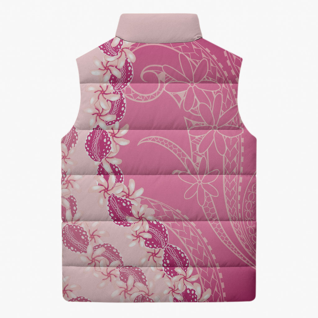 Heiva i Tahiti Sleeveless Puffer Jacket Tahitian Tiare Maori Cowrie Lei Pink LT14 - Polynesian Pride